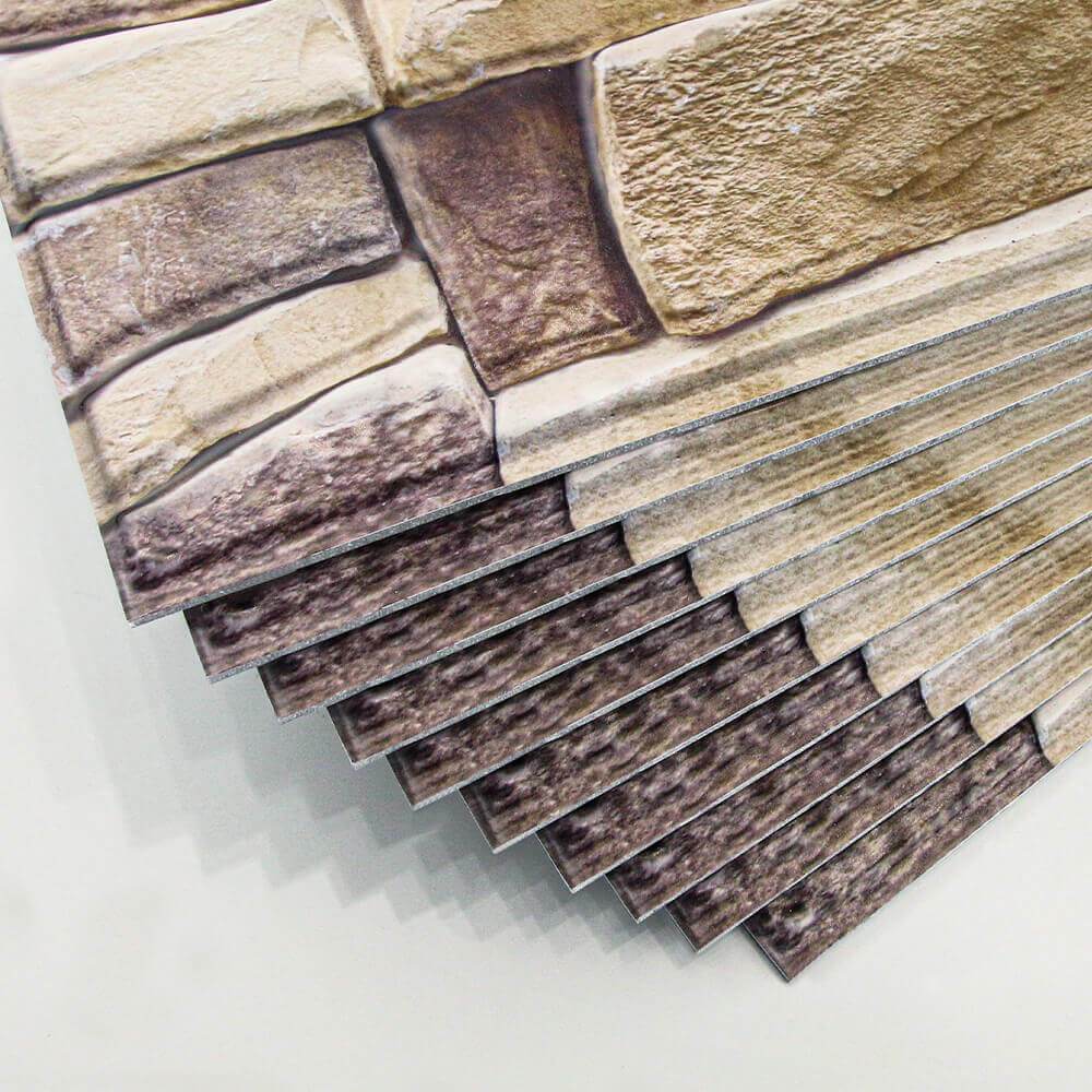 3D Vintage Brown Stone Peel and Stick Wall Tile
