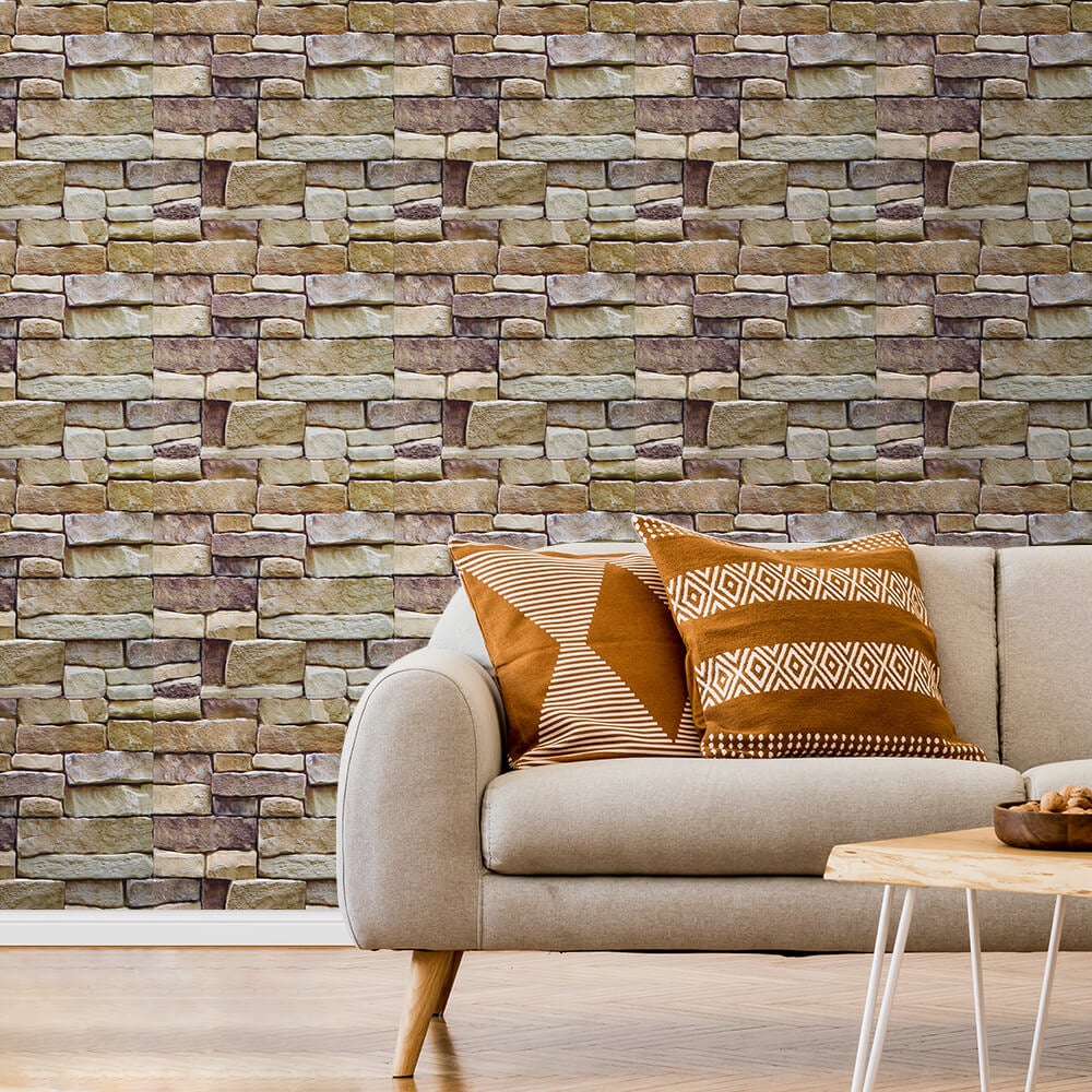 3D Vintage Brown Stone Peel and Stick Wall Tile
