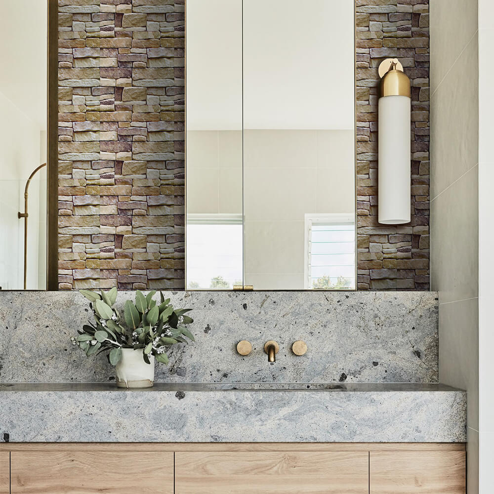3D Vintage Brown Stone Peel and Stick Wall Tile
