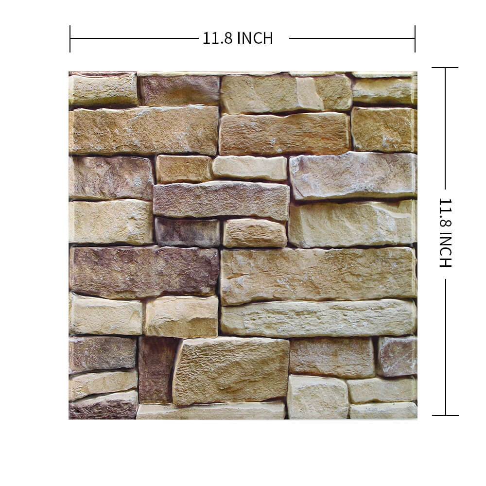 3D Vintage Brown Stone Peel and Stick Wall Tile