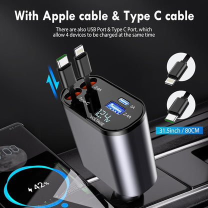 4 IN 1 Retractable Car Charger