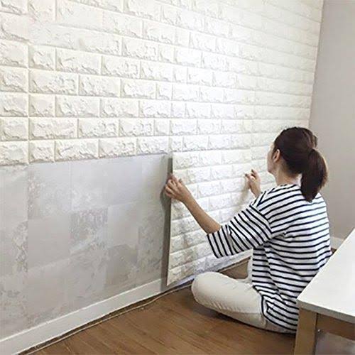 3D Foam Panels Peel & Stick Wall Stickers for DIY Home Décor (White, 70×77 cms, 5.8 square feet per panel)