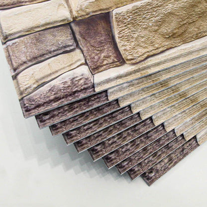 3D Vintage Brown Stone Peel and Stick Wall Tile