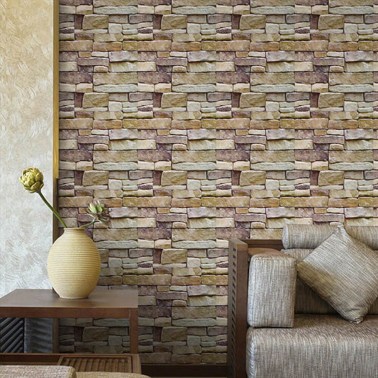 3D Vintage Brown Stone Peel and Stick Wall Tile