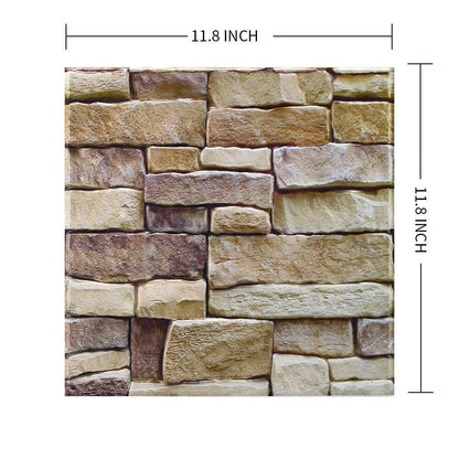 3D Vintage Brown Stone Peel and Stick Wall Tile