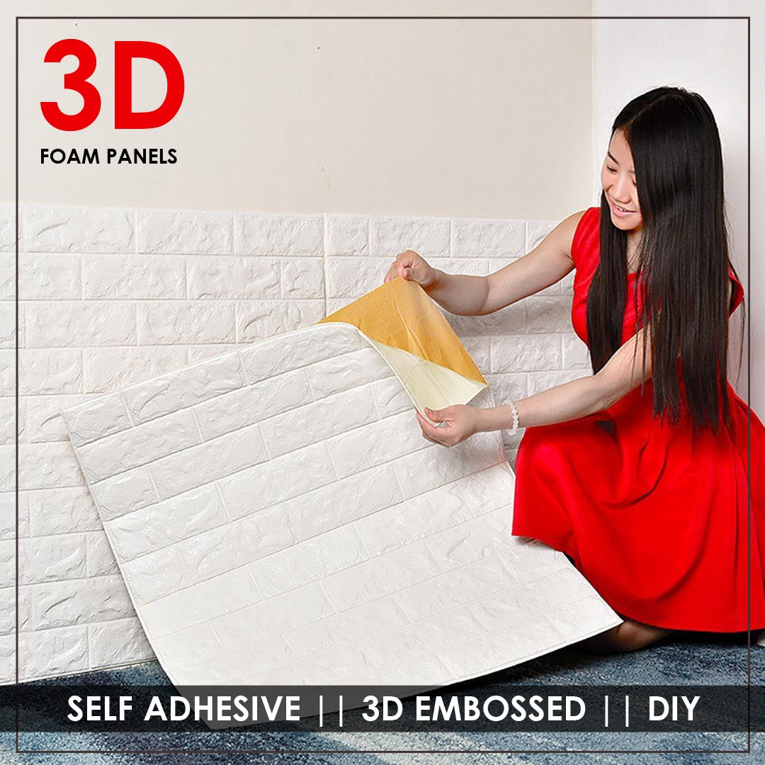 3D Foam Panels Peel & Stick Wall Stickers for DIY Home Décor (Light Wooden, 70×70 cms, 5.3 square feet per panel)