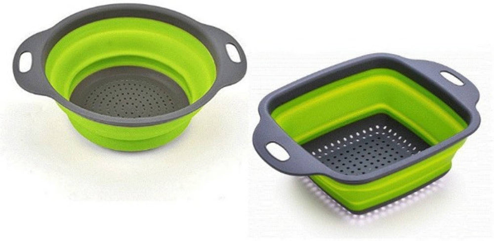 Combo Set of Square and Round Silicone Collapsible Kitchen Strainer - SmartMOM.in