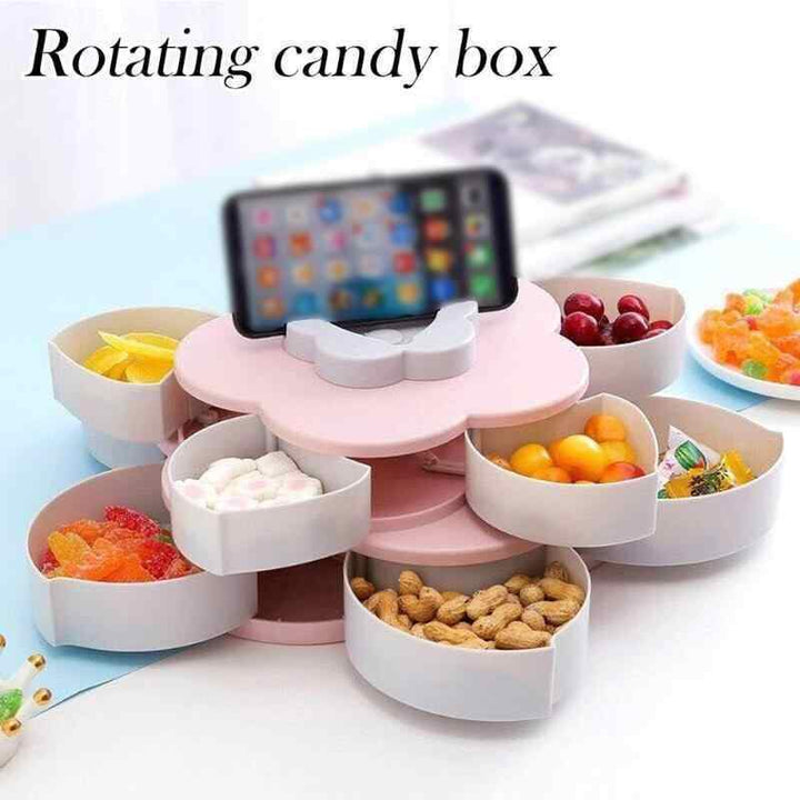 Flower Candy Box™ Double Layer 10 Grid Rotary Storage Box - SmartMOM.in