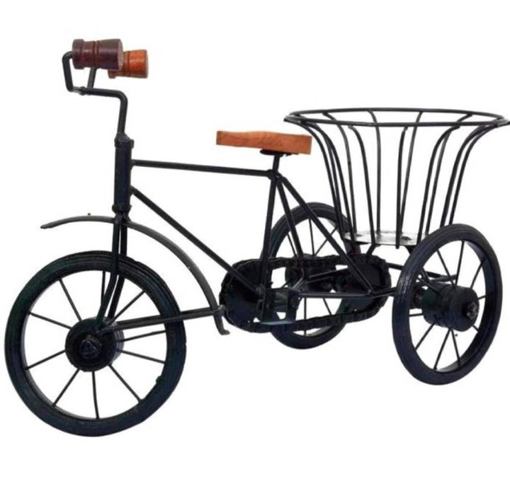 Wooden Handcrafted Rickshaw Flower Holder Fancy Gift Item for Home Decor - SmartMOM.in